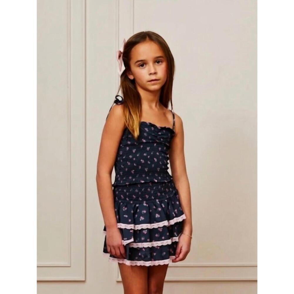 NEW SUNDAY BEST georgia satin smocked top in black rose